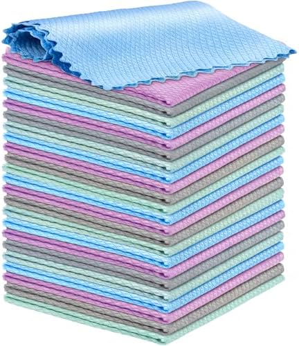 Niveaya 24 Pack Reusable Fish Scale Cloth, Microfiber Glass Cleaning Cloth by Niveaya