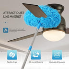 Ceiling Fan Cleaner Duster Reusable Microfiber Removable Duster with Extension Pole Adjusts 12 to 71 Inch for Cleaning Walls Bookshelves Furniture Door Window Top (Blue) - Image 3