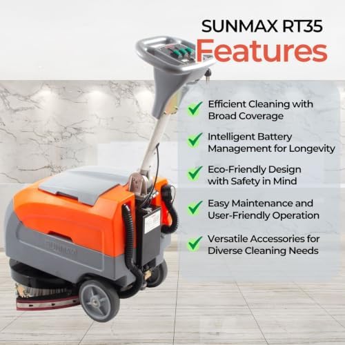 SUNMAX RT35 17" Walk-Behind Floor Scrubber, 22" Squeegee - Image 2
