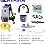 ProTeam Super Coach Pro 6 Backpack Vacuum Commercial with Telescoping Wand Tool Kit, 6 Quart, Corded, 107310 - Image 2