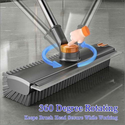 Floor Scrub Brush with Squeegee Long Handle 3 in 1 tub Brush 52'' 2026 Upgraded Multi-Functional Stiff Bristle Cleaning Scrub Brush Rotating Tile Brush for Cleaning Bathroom Patio, Pool, Garage - Image 2