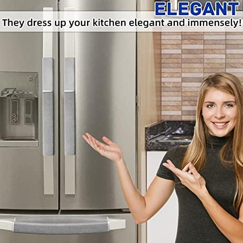 MRKG Refrigerator Door Handle Covers, 4 Pieces, Washable Without Fading or Cracking, Keep Your Kitchen Appliance Clean from Smudges, Drips, Food Stains, Oil. (Gray) - Image 4