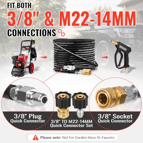 YAMATIC Pressure Washer Hose 50 FT, Steel-Wire Braided, 4000 PSI - Image 2