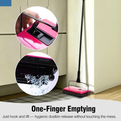 Manual Carpet Sweeper with Extra Roller,Non-Electric Pet Hair Remover - Image 3