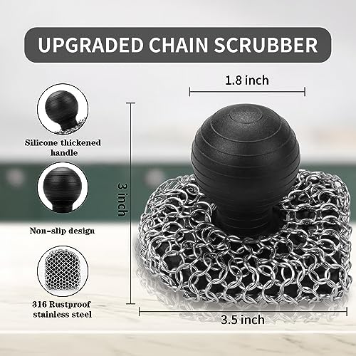 Cast Iron Scrubber with Pan Scraper, 316 Chainmail Scrubber for Cast Iron - Image 4