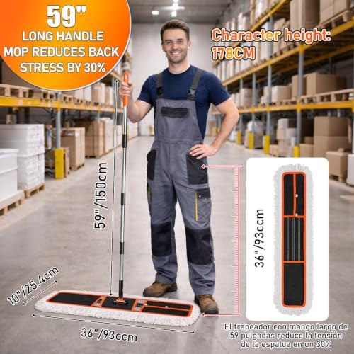 36" Commercial Dust Mop: Janitor Mop for Floors Cleaning - Image 2