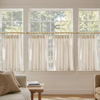 jinchan Pinch Pleated Linen Back Tab Tier Curtains, 26x36, Natural - Image 3