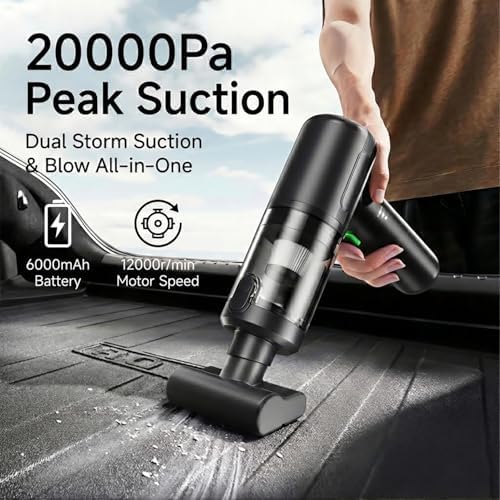 Handheld Car Vacuum Cordless Interior Cleaner, 20000Pa Suction & Air Duster - Image 3