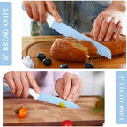 hecef 15 Pieces Kitchen Knife Block Set, Blue - Image 6