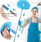 Ceiling Fan Cleaner Duster Reusable Microfiber Removable Duster with Extension Pole Adjusts 12 to 71 Inch for Cleaning Walls Bookshelves Furniture Door Window Top (Blue) - Image 5