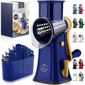 Rotary Cheese Grater Manual Hand Crank 5 Blade Shredder, Blue & Gold by ZulayKitchen