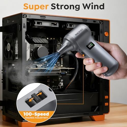 Compressed Air Duster-230000RPM Super Power Electric Air Duster, 100-Level Adjustable Inflatable Air Blower with LED Light and Display Screen, Dust Blower for Computer, Keyboard,House, Outdoor and Car - Image 4