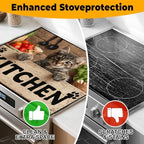 Stove Top Cover Retro Flower Gas Stove Top Cover for Home Decoration Kitchen Pad Non-Stick Washable Cooktop Covers Countertop Protector Keep Stove Clean 28"x20" (Kitchen cat) - Image 6