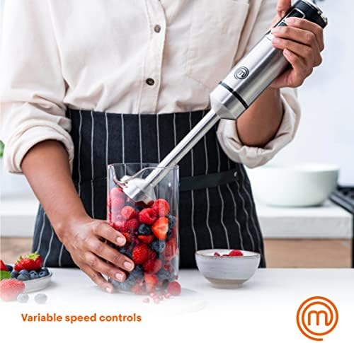 MasterChef Immersion Blender Handheld with Electric Whisk & Milk Frother Attachments, Hand Held Stainless Steel Stick Emulsifier for Making Baby Food, Soup, Puree, Cake, Cappuccino, Latte etc, 400W - Image 4