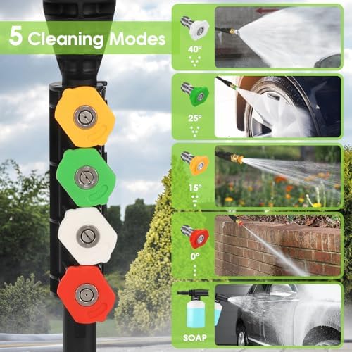 Electric Pressure Washer 5000 PSI High Power Washer with 33ft Hose Reel,4 Nozzles and Foam Cannon,Power Cleaners Machine for Home, Cars, Patio, Green - Image 3