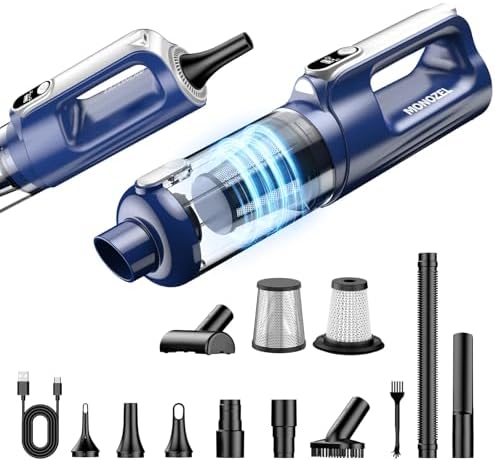 MONOZEL Car Vacuum Cleaner High Power, 18000Pa 2 in 1 Vacuum Cleaner&Air Duster, 130W Brushless Motor Handheld Vacuum Cordless with 7800mAh Battery, LED Light, Multi-Nozzles for Car, Home, Office, Pet by HumorUsGoods