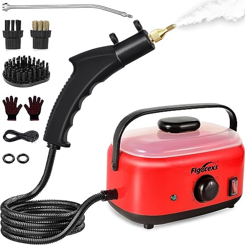 Flgocexs Handheld Steam Cleaner,2500W High Temperature High Pressure Steam Cleaner with 3 Brush Heads, Portable Steam Cleaner with 1.5L Tank For Car Detailing Kitchen Bathroom Floors by Flgocexs