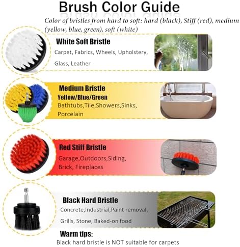 8 Pack Drill Brush Attachment Set,1/4in Power Scrubber Brush + Extend Long Attachment,Multi-Purpose Brush Drill Attachment, Power Cleaning Scrub Brush for Bathroom, Tub, Tile, Corner - Image 2