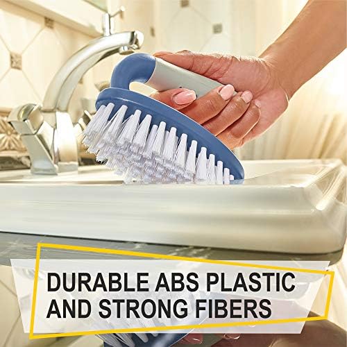 Scrub Brush Set of 3pcs - Cleaning Shower Scrubber with Ergonomic Handle and Durable Bristles - Grout Cleaner Brush - Scrub Brushes for Cleaning Bathroom/Shower/Tile/Kitchen/Floor/Bathtub/Carpet, Blue - Image 3
