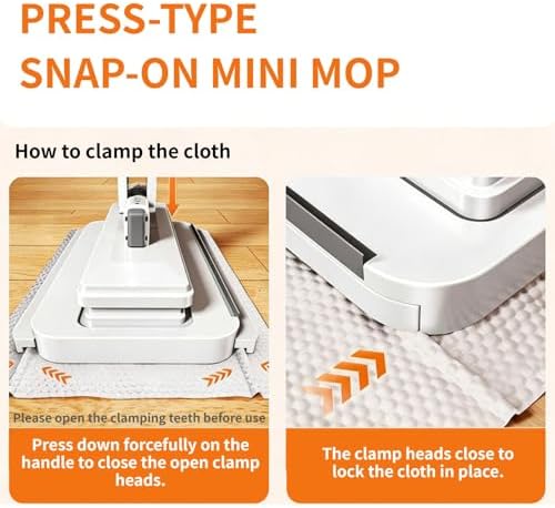 Push Clamp Mini Mop with 39in Short Handle &10 Cloths - Image 3