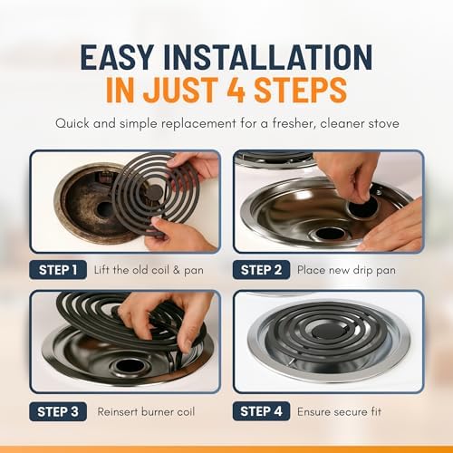 Electric Stove Drip Pans Set of 4 (2 x 6-Inch & 2 x 8-Inch) Replacement Stove Drip Pans for Electric Stove for GE & Hotpoint Ranges - Compatible with WB31T10010 and WB31T10011 Stove Burner Drip Pan - Image 3