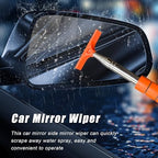 Dickno Car Side Mirror Squeegee, 35.6'' Retractable Rearview Mirror Wiper, Mini Portable Auto Window Squeegee Cleaner, Universal Vehicle Glass Cleaning Tool for Rainy Foggy Weather (Orange) - Image 3