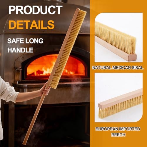 Maxdot 2 Pcs 51 Inch Giant Oven Brush Pizza Stone Brush with Long Handle for BBQ Grill Cleaning, Outdoor Oven Accessories - Image 4