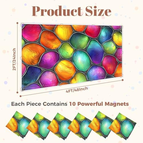 6 Pcs Fluorescent Light Covers for Ceiling Lights Stained glass seamless texture waves for window colored glass 3d Magnetic Decorative Shade Filters 4x2 ft for Classroom Office Hospital Decor - Image 2