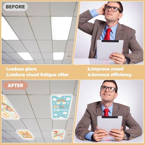 4pcs Classroom Inspirational Fluorescent Magnetic Light Cover,2x4 FT Groovy - Image 5