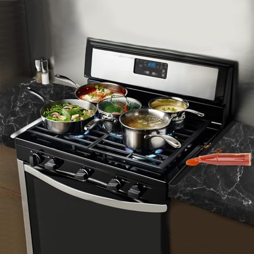 Stove Gap Covers - Stainless Steel, Stove Gap Filler | Oven Gap Cover | Heat Resistant & Easy To Clean Stove Counter Gap Cover | Gaps Filler Between Stove and Counter Guard (Black, 23.5"L, 0.9" W) - Image 5
