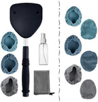 POLYTE Pivoting Windshield Glass Cleaning Tool Extendable Aluminum Handle w/9 Premium Microfiber Covers, Triangle Plate by Polyte