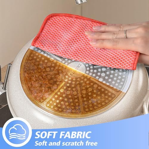 KinHwa Dish Cloths for Washing Dishes with Scrub Side, Microfiber Dish Rags - Image 4