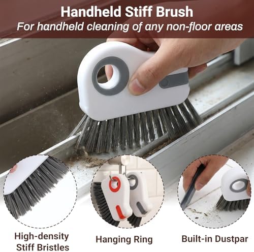 Qianyu 2 PCS Groove Cleaning Brush 2 in 1 Window Track Cleaning Tool Crevice Cleanings Brush Multifunction Hard Bristle with Hidden Scraper Grout Cleaner Grip Brushes for Slid Door Track Window Sill - Image 7