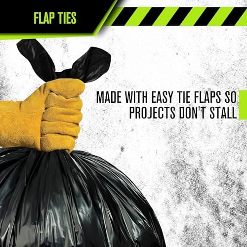Heavy Duty 33 Gallon Trash Bags (Huge 400 Ct. /w Flap Ties) - 2 MIL equiv. Thick Gauge Large Black Plastic Garbage Liners for Kitchen, Home. Outdoor, Lawn, Yard, Contractors, Brute/Rubbermaid cans - Image 3