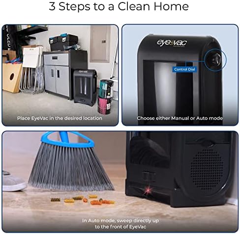 EyeVac Pro Touchless Vacuum Automatic Dustpan - Ultra Fast & Powerful - Great for Sweeping Salon Pet Hair Food Dirt Kitchen, Corded Canister Vacuum, Bagless, Automatic Sensors, 1400 Watt (Black) - Image 4