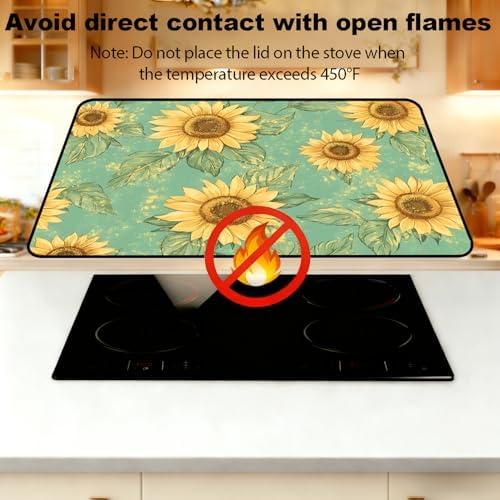 Electric Stove Top Cover - Heat Resistant Floral Stove Cover & Stove Top Protector, Reusable, Easy to Clean, Stylish Home Upgrade. (Sunflower Mint Green, 28"L x 20"W) - Image 6