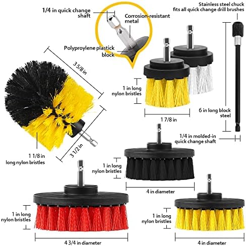Drill Brush Attachments 20 PCS Scrub Pads & Sponge Power Scrubber Brush with Extend Long Rod All Purpose for Grout, Bathroom Surface, Sinks, Corner, Car Detailing, Carpet, Floor, Laundry Room Cleaning - Image 3