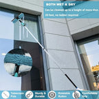 20 Ft+ Reach 2 In 1 Window Squeegee Duster with 5-to-12 Foot Extension Pole, Cleaner Tool with 3-Stage Telescoping Pole, Cleaning Kit with Rotatable Head - Chenille Cloth + Microfibre Cloths Head - Image 5