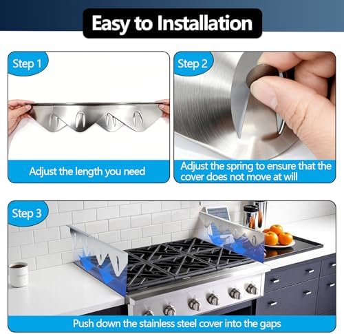 2 Pack 14.9"-29.5" Adjustable Stainless Steel Stove Gap Covers - Image 3