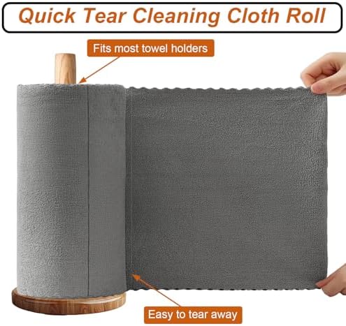 80 Pack Microfiber Cleaning Cloth Roll,Lint Free Rags & Tear Away Reusable Towels Washable Scratch,Ultra Absorbent Dish Rags(12" x 12") for Car Kitchen Home Garage-Dark Gray - Image 3