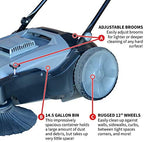 Tomahawk Industrial 38" Walk Behind Push Sweeper with Triple Power Side Brooms Floor Cleaning of Dust Litter Grass - Image 6