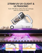Trucozie Mattress Vacuum Cleaner with 275nm UV-C Light & 149℉ Heat, 16Kpa Powerful Suction Bed Vacuum for Pet Hair & Dander, Smart Dust Sensor, Anion & Aromatherapy, Corded for Bed, Sofa, Couch, White - Image 4