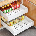 Pull Out Cabinet Organizer with Nano Adhesive, Heavy Duty Full-Extension Slide-Out Drawer for Kitchen Cabinet Organizers and Storage, No Drill Roll out Pantry Shelf, 15.8"W x 16.9"D x 3.1"H , White by Kitstorack