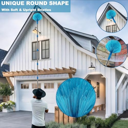20+ Ft High Reach Ceiling Fan Duster & Cobweb & Corner Brush Duster with 3-13 ft Extension Pole, Microfiber Feather Duster with Washable Head for Ceiling Fan, Furniture, Home Cleaning - Image 6