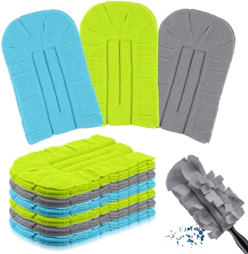 6 Pcs Reusable Duster Refills Washable Pads, Blue,Green,Grey by Zubebe