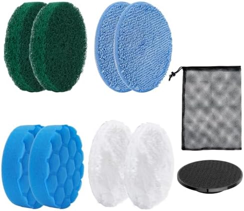 Electric Spin Scrubber Replacement Brush Heads Set, 8 Pieces, Multiple Brushes for Bathroom,Kitchen,Glass, Leather, Car Cleaning by Unknown