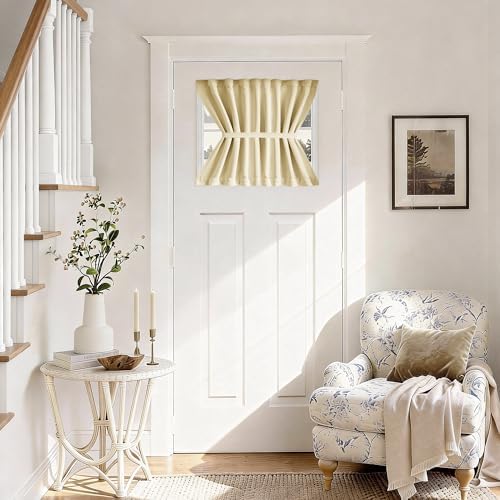 Vatge Small Curtain for Door Window Blackout Privacy French Door Panel for French/Classroom Doors, 1 Panel, W25 x L20, Light Beige by Vatge
