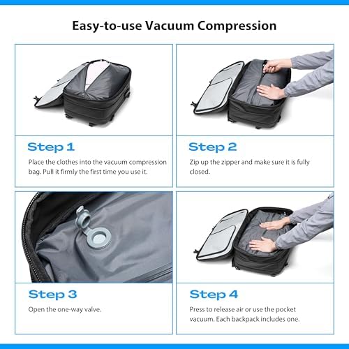 60L Vacuum Backpack Travel, TSA Lock, Charging Port, Waterproof - Image 3