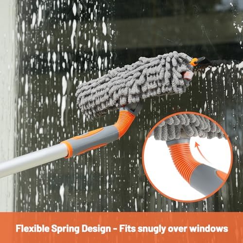 Eazer 65'' Squeegee Window Cleaner 2 in 1 Rotatable Window Cleaning Tool Kit with Telescopic Pole, Window Washing Equipment with Bendable Head for Indoor/Outdoor Window and Car Glass - EAW01 Pro - Image 5
