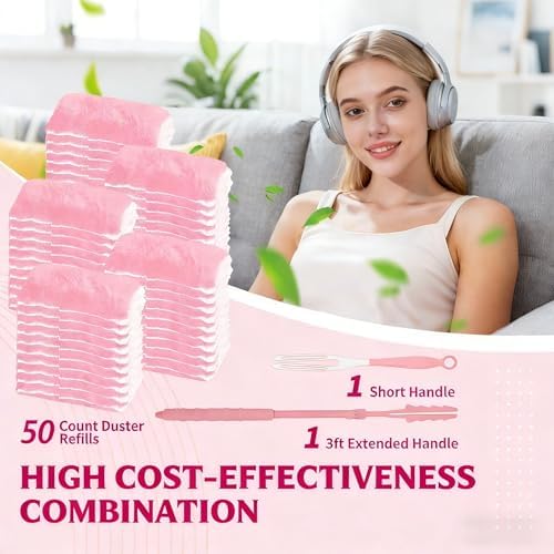 Pink Duster Refill for Swiffer Duster, 50 Count Disposable Dusters Kit - Image 6
